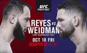 Watch UFC Fight Night on Boston: Reyes Vs Weidman 10/18/19