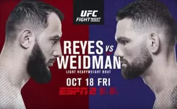 Watch Wrestling UFC Fight Night on Boston: Reyes Vs Weidman 10/18/19