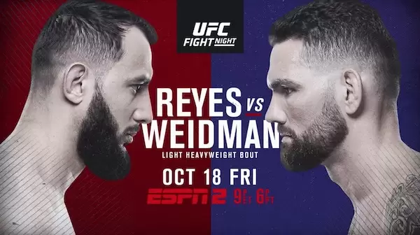 Watch Wrestling UFC Fight Night on Boston: Reyes Vs Weidman 10/18/19