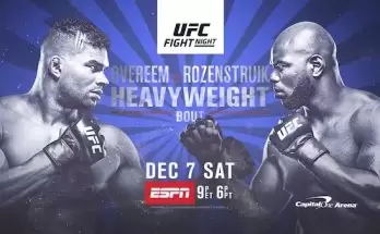 Watch Wrestling UFC on ESPN: Overeem vs Rozenstruik 12/7/19