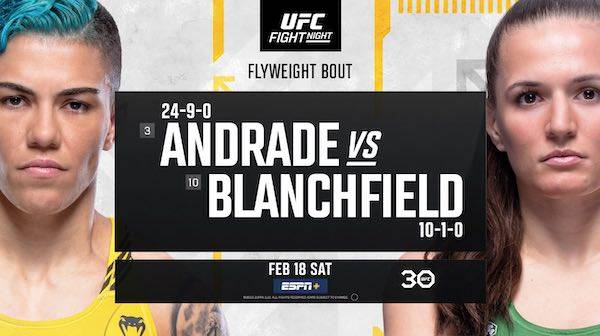 Watch Wrestling UFC Fight Night Vegas 69: Andrade vs. Blanchfield 2/18/23