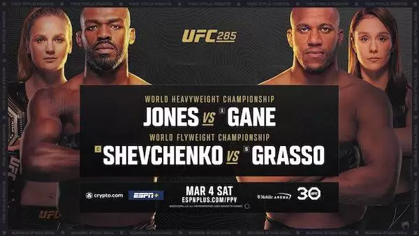 Watch Wrestling UFC 285: Jones vs. Gane + Shevchenko vs. Grasso 3/4/23 Live