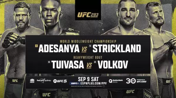 Watch Wrestling UFC 293: Adesanya vs Strickland 9/9/23 9th September 2023 Live