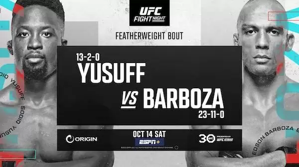 Watch Wrestling UFC Fight Night Vegas 81: Yusuff vs Barboza 10/14/23 14th October 2023 Live