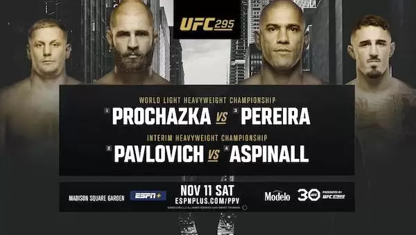 Watch Wrestling UFC Fight Night 295: Prochazka vs. Pereira PPV 11/11/23 11th November 2023 Live Online