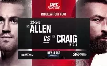Watch Wrestling UFC Fight Night Vegas 82: Allen vs Craig 11/18/23 18th November 2023 Live