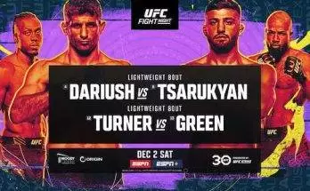 Watch Wrestling UFC Austin Fight Night: Dariush vs Tsarukyan 12/2/23 2nd December Live Online