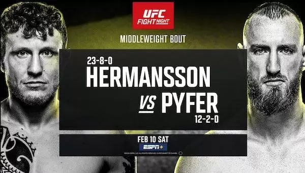 Watch Wrestling UFC Fight Night Vegas 86: Hermansson vs Pyfer 2/10/24 10th February 2024 Live Online