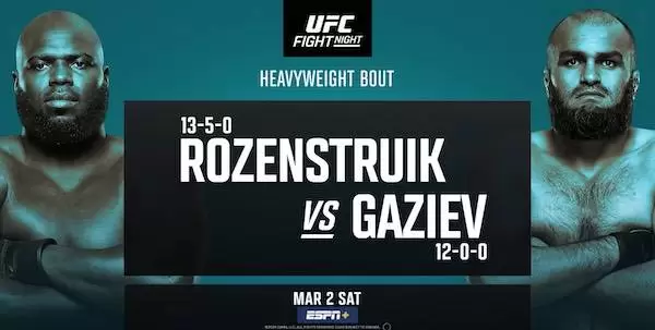 Watch Wrestling UFC Fight Night Vegas 87: Rozenstruik vs Gaziev 3/2/24 2nd March 2024 Live Online