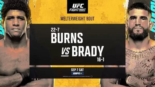 Watch Wrestling UFC Fight Night Vegas 97: Burns vs Brady 9/7/24 7th September 2024 Live Online