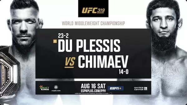 Watch Wrestling UFC 319: Du Plessis vs Chimaev 8/16/25 16th August 2025 Live PPV Online